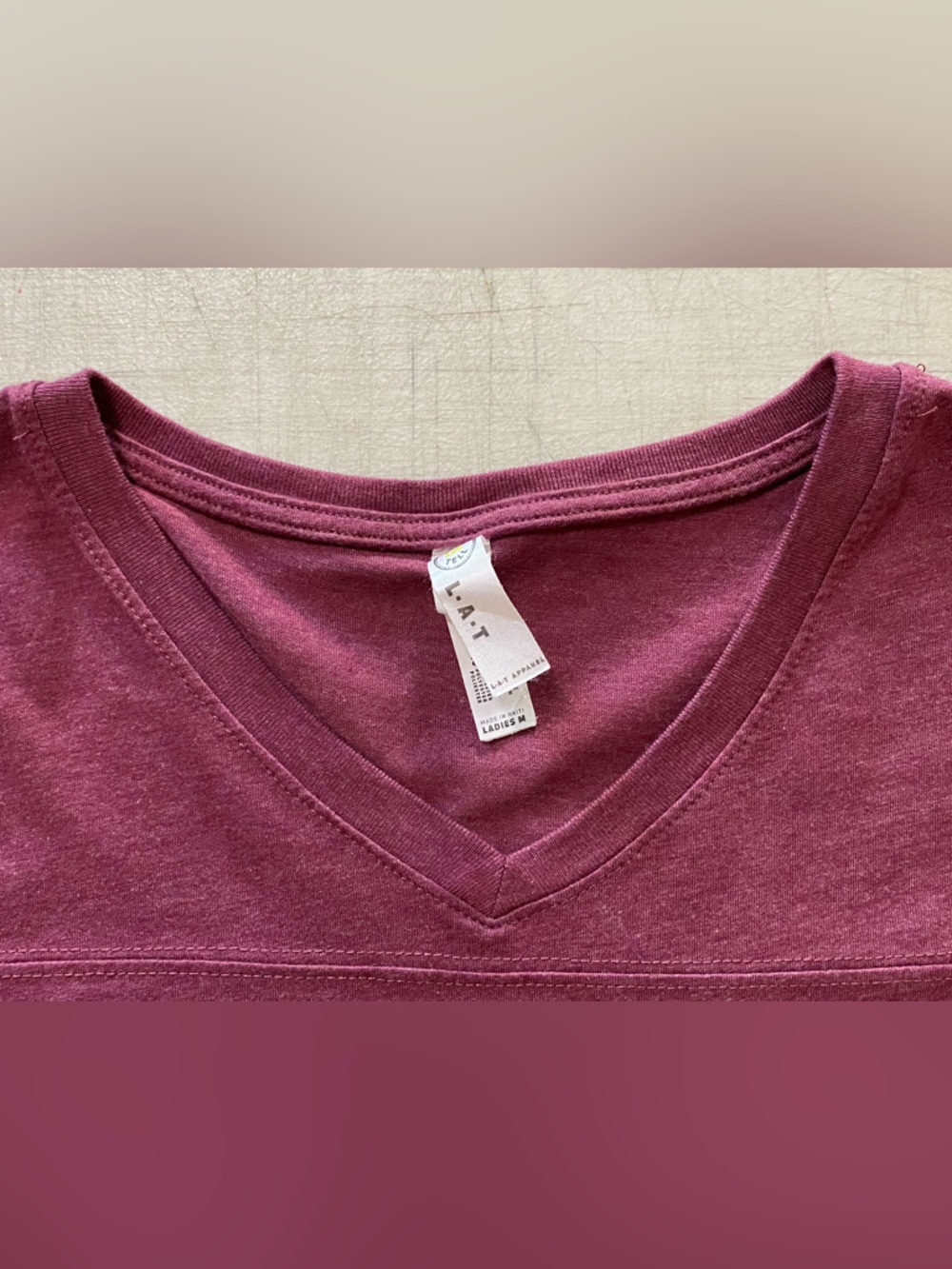 Women's V-Neck Lincoln Graphic Tee in Burgundy - Picture 5 of 9